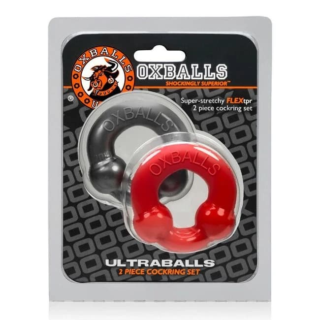 Ultra Balls Cockring 2 Pack Steel/red (net) - Image 4