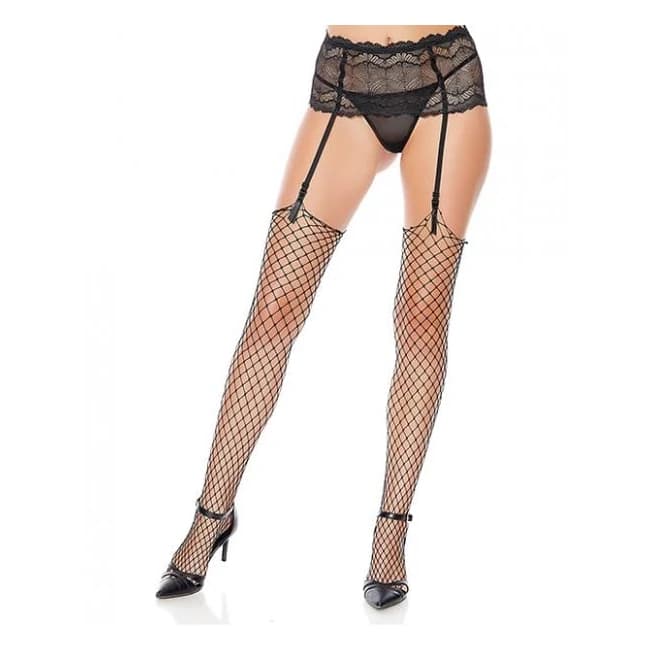 Unfinished Diamond Net Thigh High Black O/s - Image 1