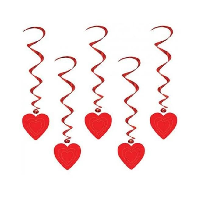 Valentines Heart Whirls - Red - Image 1