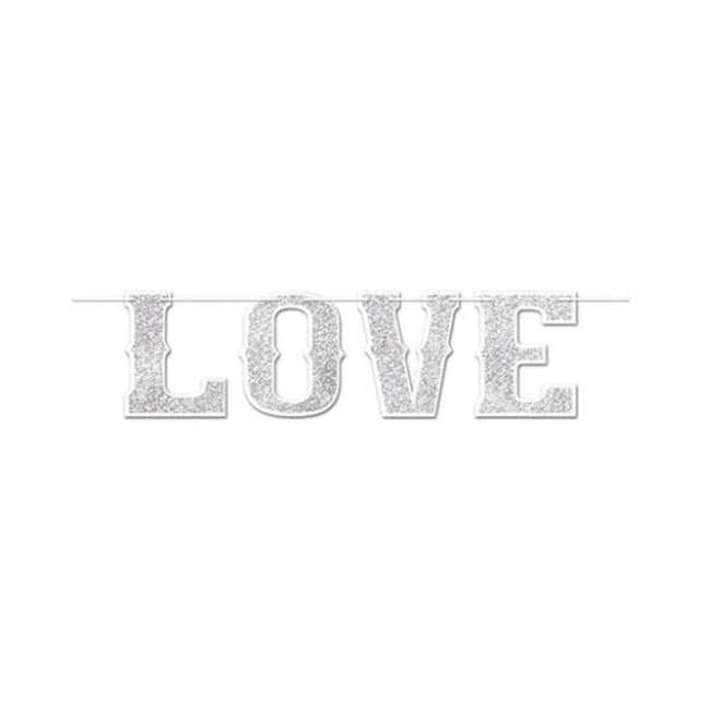 Valentines Love Streamer - Silver - Image 1