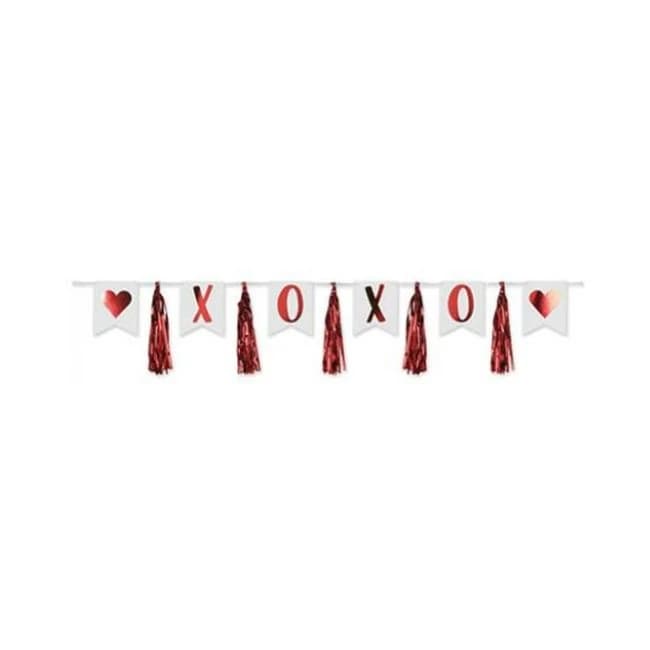 Valentines Xoxo Tassel Streamer - Red - Image 1
