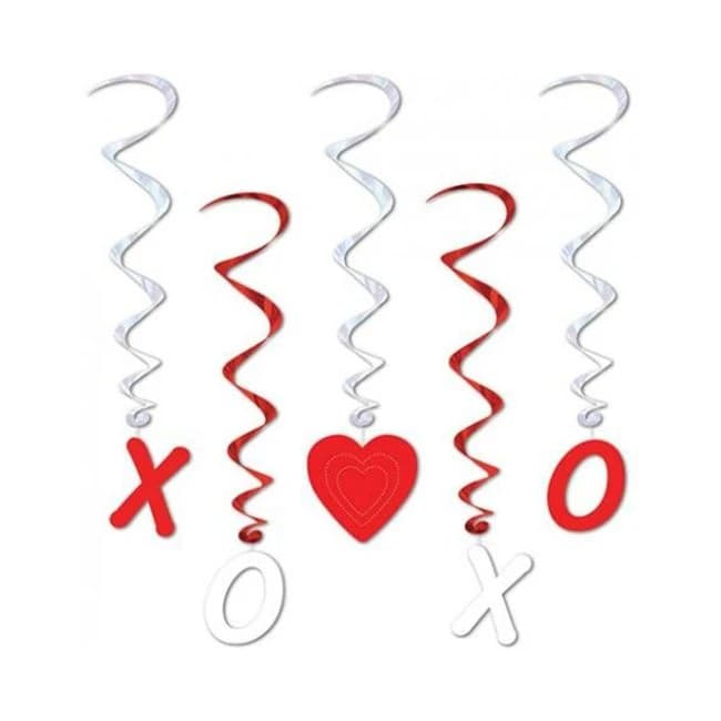 Valentines X's & O's Whirls - Red/white - Image 1