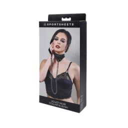 Velvet Noir Collar & Leash, image 1