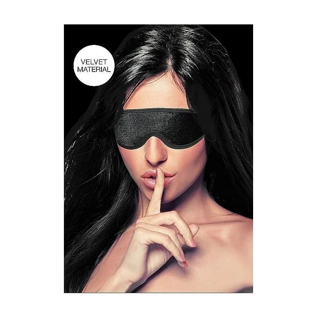 VELVET & VELCRO EYE MASK ADJUSTABLE BLACK  - Image 1