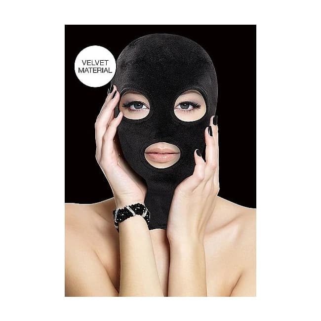 VELVET & VELCRO MASK W/ MOUTH & EYE OPENING BLACK  - Image 1