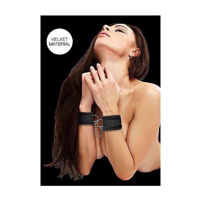 VELVET & VELCRO WRIST CUFFS ADJUSTABLE BLACK  - Image 1