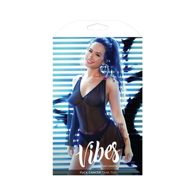 Vibes Fuck Cancer Racerback Tank Top Blk L/xl - Image 1