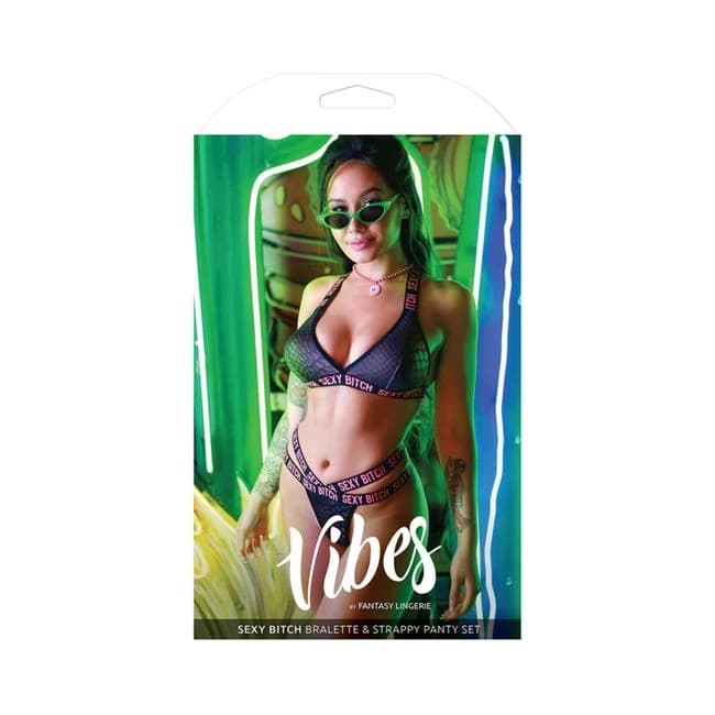 Vibes Sexy Bitch Reptile Print Set Blk S/m - Image 1