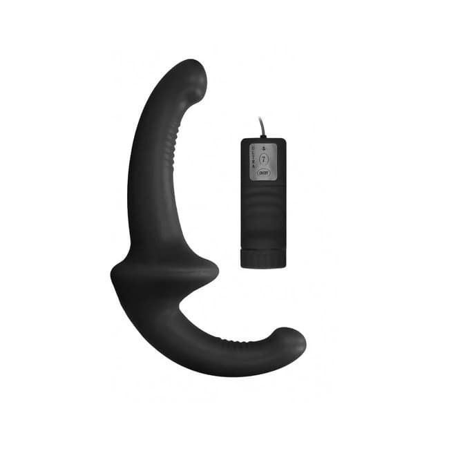 Vibrating Silicone Strapless Strap on Black - Image 1