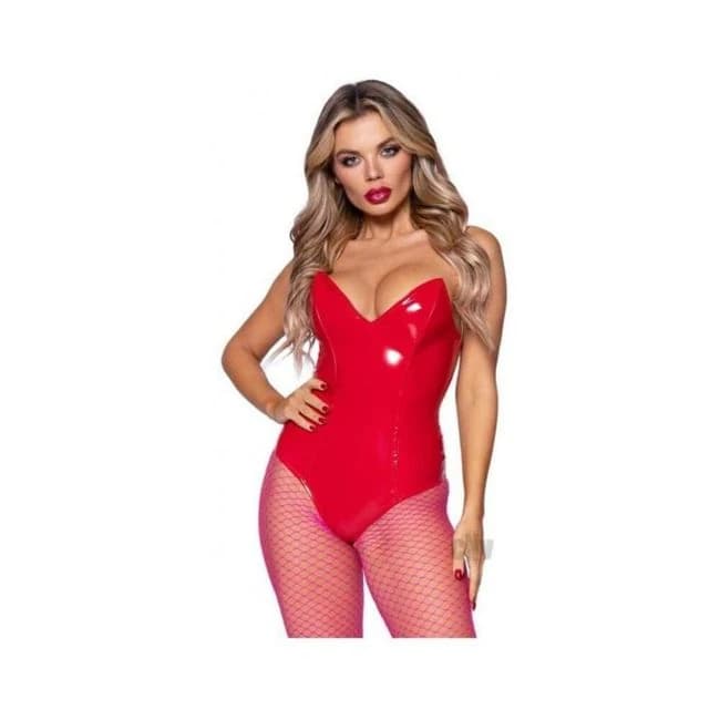 Vinyl Boned Bodysuit Md Red - Image 1