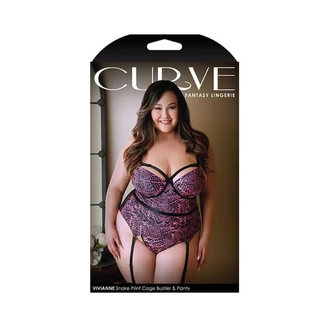 Vivianne Snake Print Bustier W/panty 3x/4x - Image 1