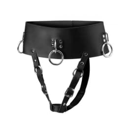 Wand Massager Orgasm Belt O/S Black Leather, image 3