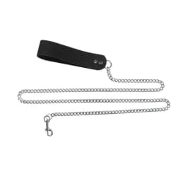 4ft Chain Leash W/ Leathe Handle, image 1