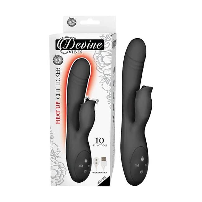 (wd) Devine Vibes Heat Up Clit Licker Black - Image 1