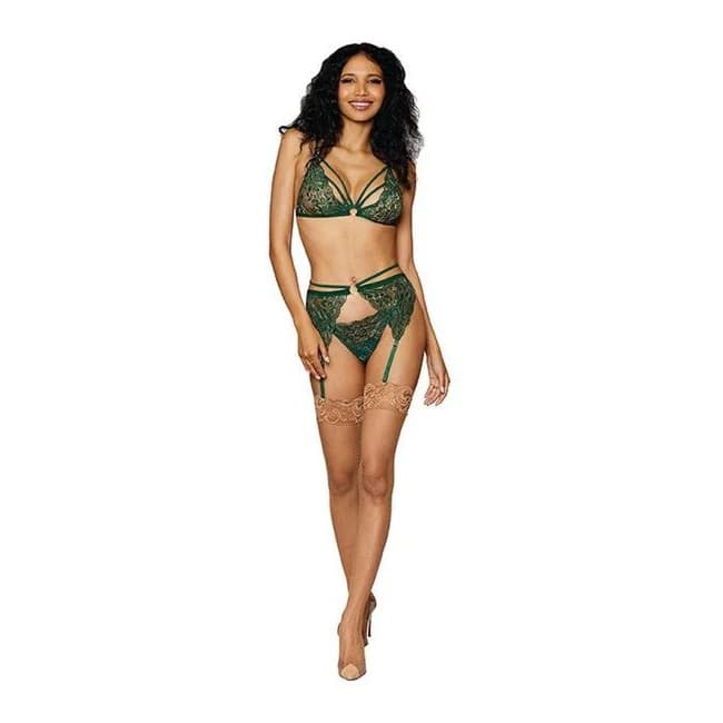 (WD) METALLIC STRETCH LACE 3PC EVERGREEN O/S  - Image 1
