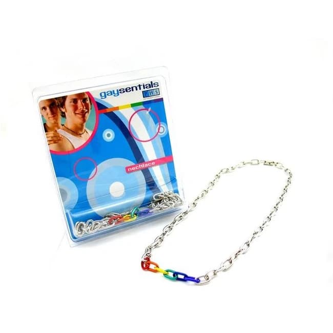 (wd) Rainbow & Silver Links Necklace 20 " - Image 1