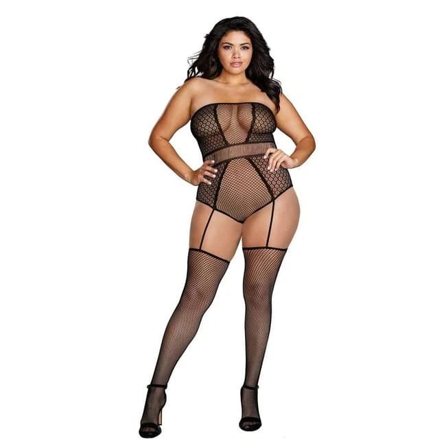 (WD) STRAPLESS TEDDY BODYSTOCK BLACK QUEEN  - Image 1