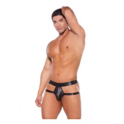 Wet Look Brief Style Jock Strap Black O/S, image 1