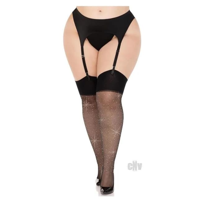 Wide Top Rhines Spandex Stockin 1x2x Blk - Image 1