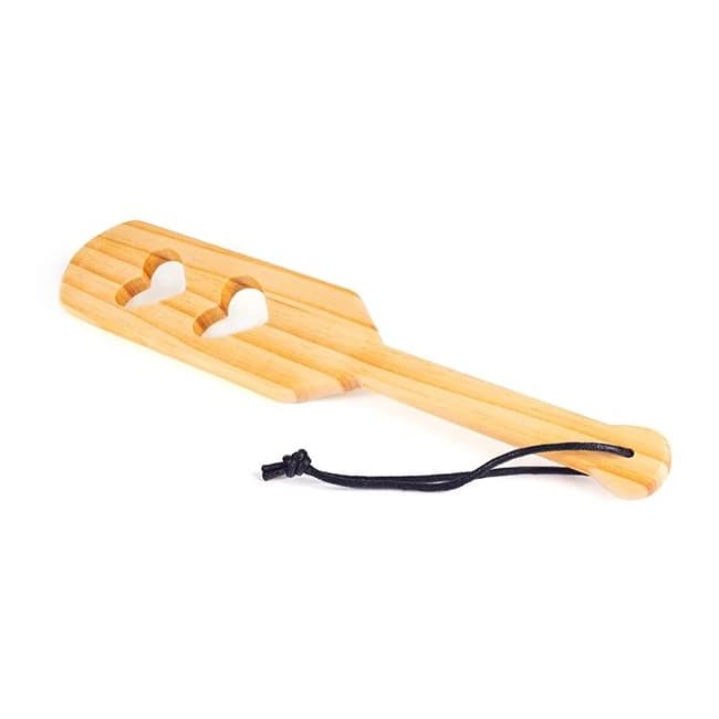 Wood Paddle 36cm 2 Cut Out Hearts - Image 1