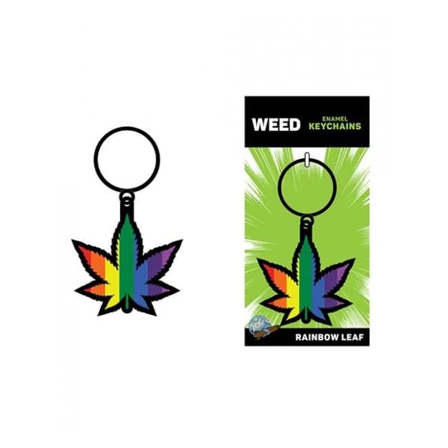 Wood Rocket Rainbow Leaf Keychain - Rainbow - Image 1