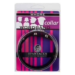 Wordband Collar Whore Black Leather, image 2