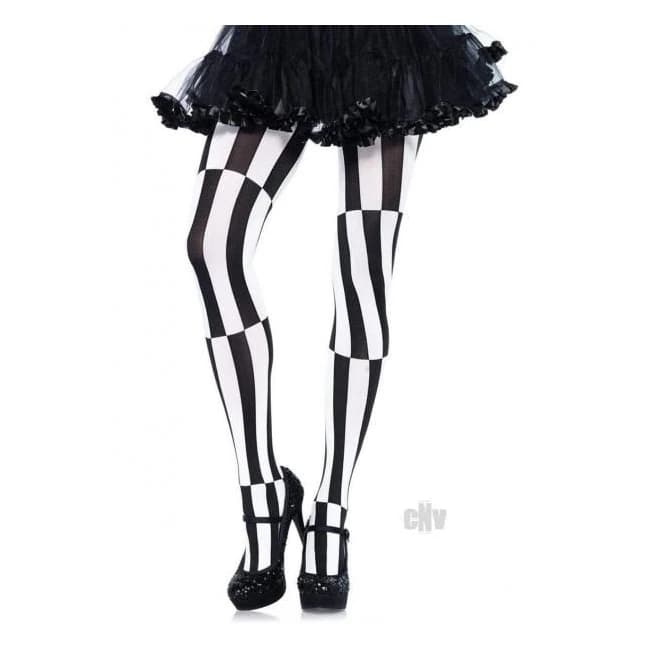 Woven Stripe Illusion Hose 1x-2x Blk/wht - Image 1