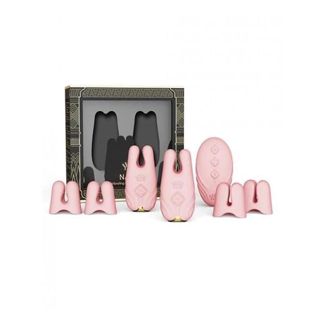 Zalo Nave Vibrating Nipple Clamps - Coral Pink - Image 1