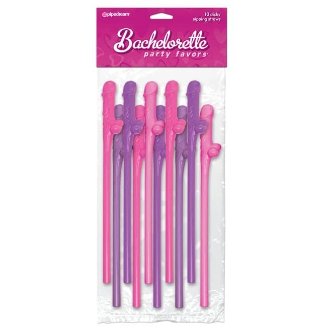 Bachelorette Dicky Sipping Straws 10pc - Image 1