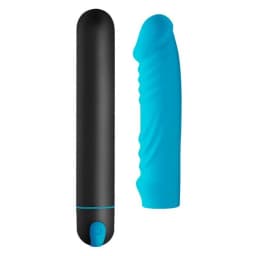 Bang! XL Bullet & Ribbed Silicone Sleeve Blue, image 3