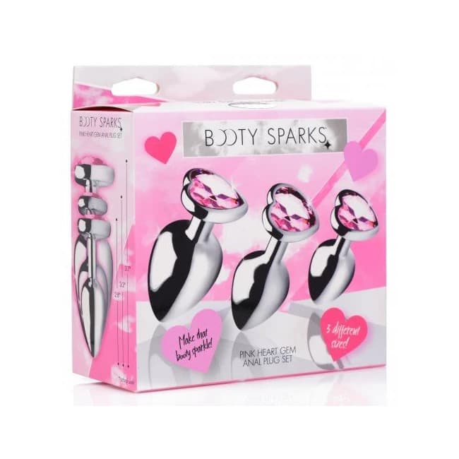 Booty Sparks Pink Heart Gem Anal Plug Set - Image 5