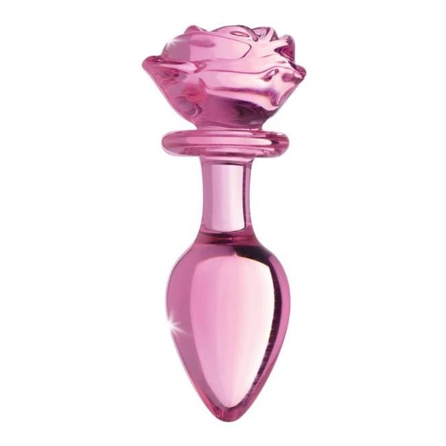 Booty Sparks Pink Rose Glass Large Anal Plug - Image 1