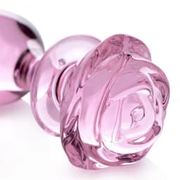 Booty Sparks Pink Rose Glass Large Anal Plug - Image 4
