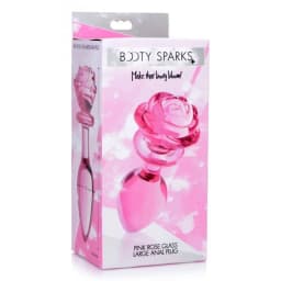 Booty Sparks Pink Rose Glass Large Anal Plug - Image 6