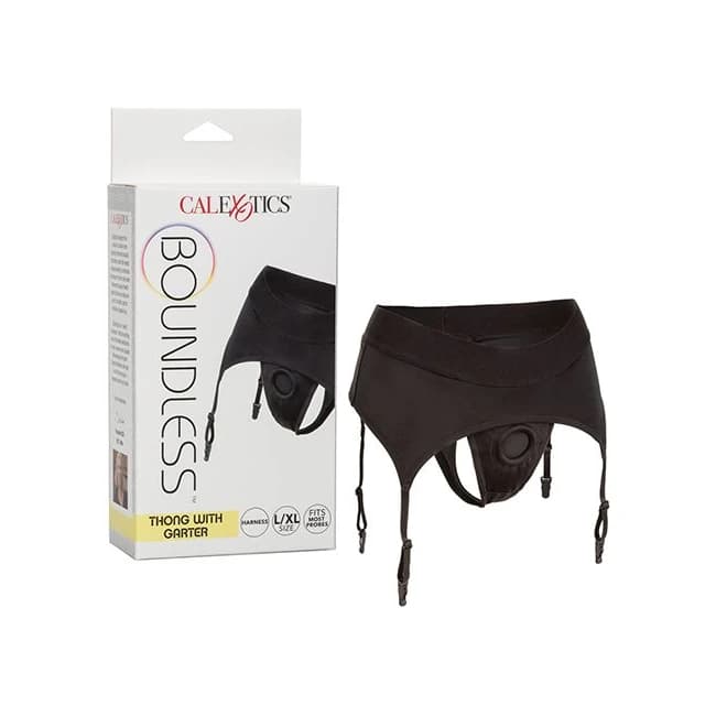 Boundless Thong W/ Garter L/xl Harness Black - Image 1