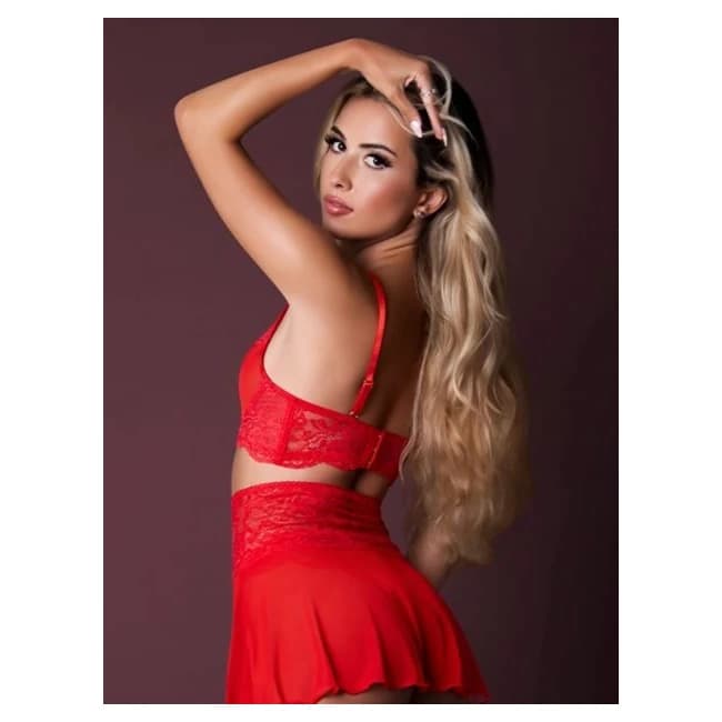 Bralette Skirt Thong Red L/xl - Image 1