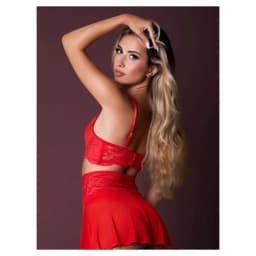 Bralette Skirt Thong Red L/XL, image 1