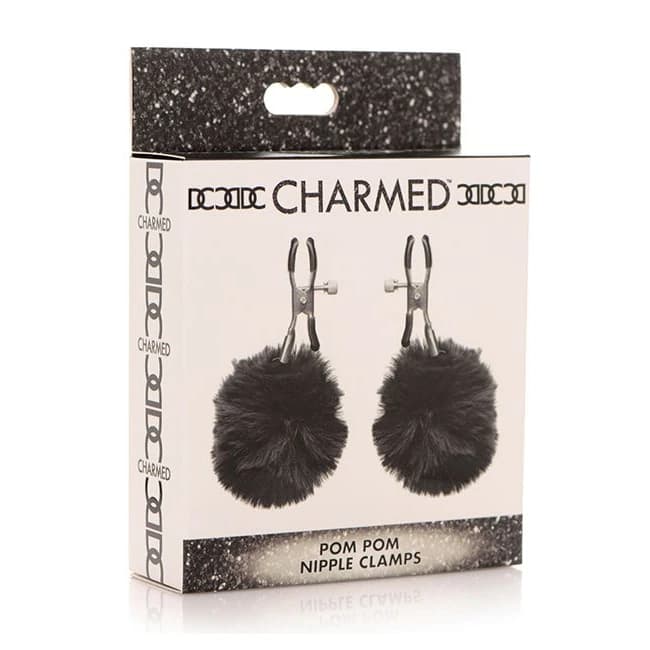 Charmed Pom Pom Nipple Clamps Black - Image 1