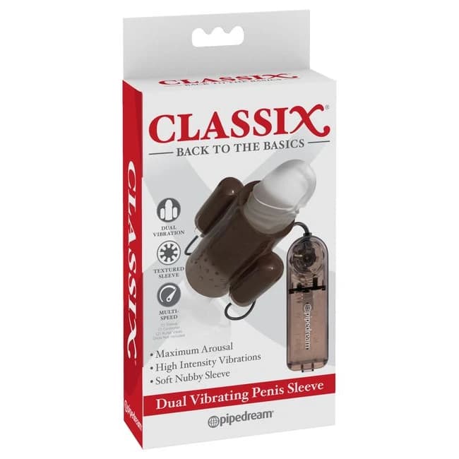 Classix Dual Vibrating Penis Sleeve Smoke - Image 1