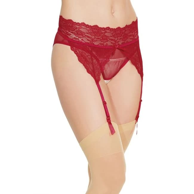Crotchless Panty W/ Attached Garter Merlot O/s - Image 1