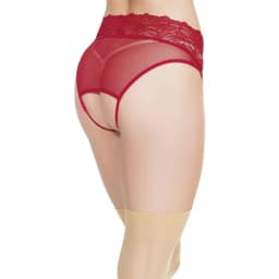 Crotchless Panty W/ Attached Garter Merlot O/S, image 2