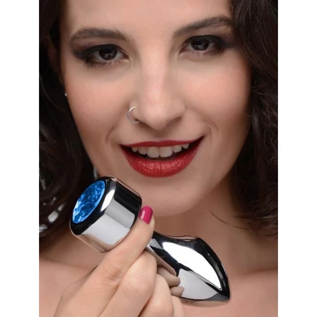 (D) BOOTY SPARKS WEIGHTED BLUE ANAL PLUG LARGE  - Image 1