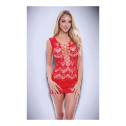Corset Front Lace Mini Dre Red O/S, image 2