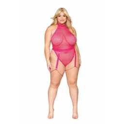 (D) FISHNET & FAUX LEATHER TED PEONY Q/S  - Image 1