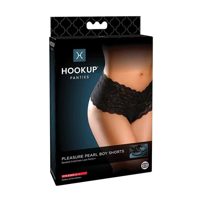 (D) HOOKUP PANTIES PLEASURE PE BOY SHORTS S-L  - Image 1