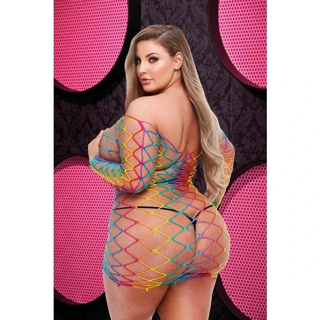 (d) Lapdance Fencenet Rainbow Dress Q/s - Image 1