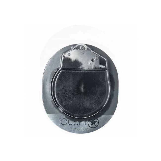 (d) Ouch! Heavy Duty Fluffy Handcuffs - Black - Image 1