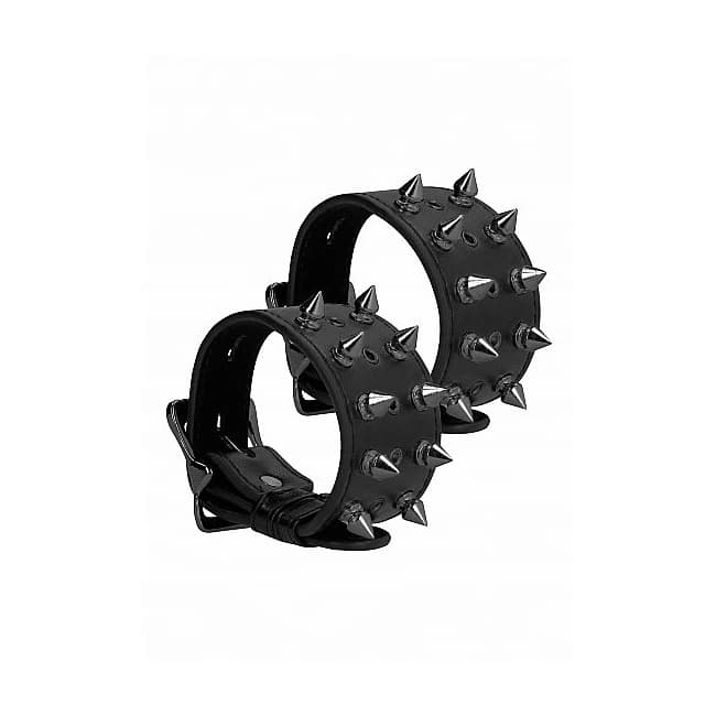 (d) Ouch! Skulls & Bones Handc W/ Spikes Black - Image 1