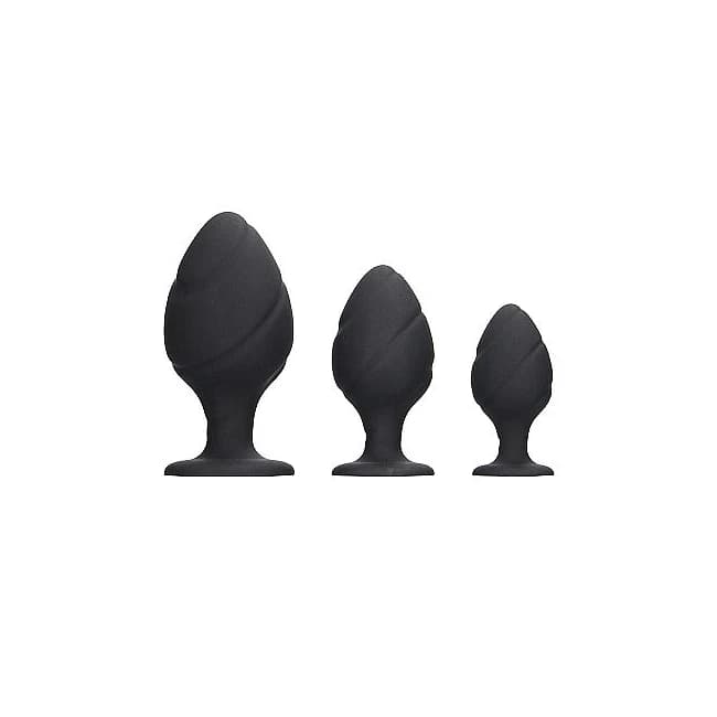 (d) Swirled Butt Plug Set Blac - Image 1