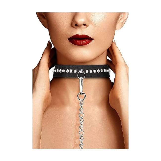 (d)diamond Studded Collar W/ Leash - Image 1
